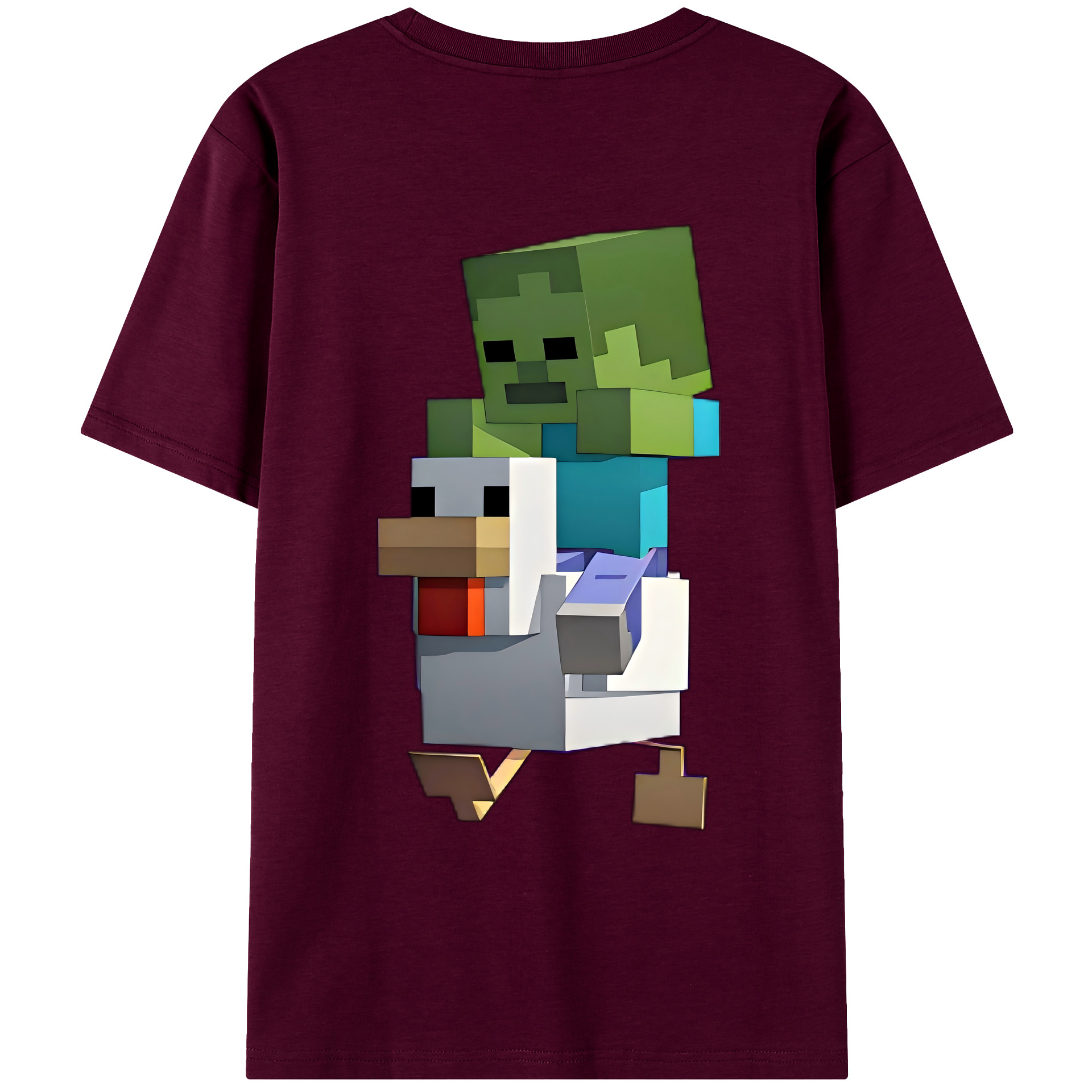 （画像用） マインクラフト ブロックの世界 Minecraft MC Block world レディース半袖Tシャツ(バックプリント)